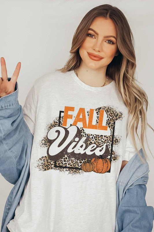 Fall Pumpkin Leopard Graphic Tee - Plus Size