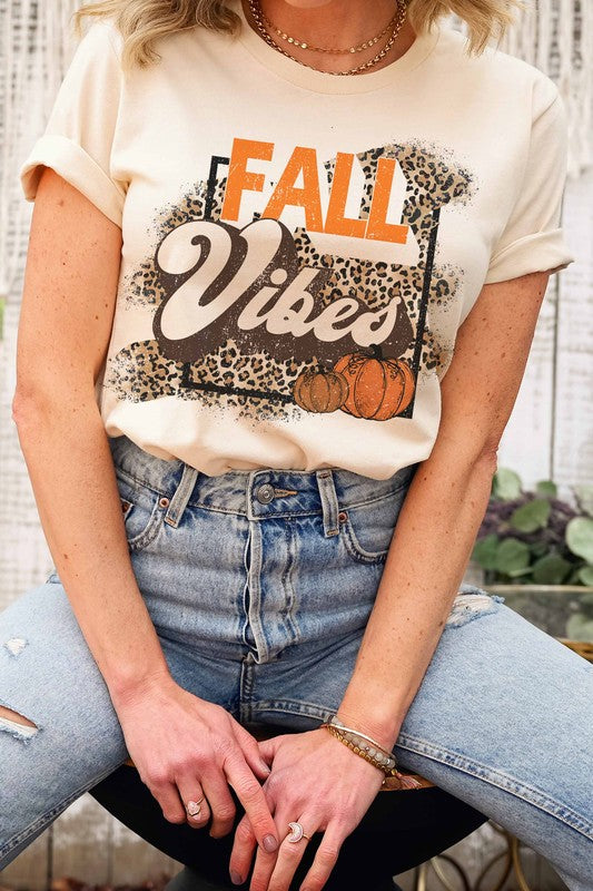 Fall Pumpkin Leopard Graphic Tee - Plus Size