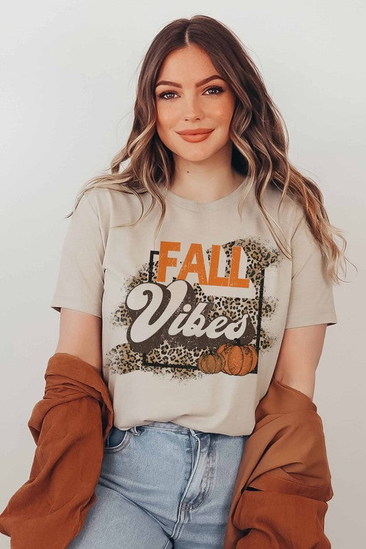 Fall Pumpkin Leopard Graphic Tee - Plus Size