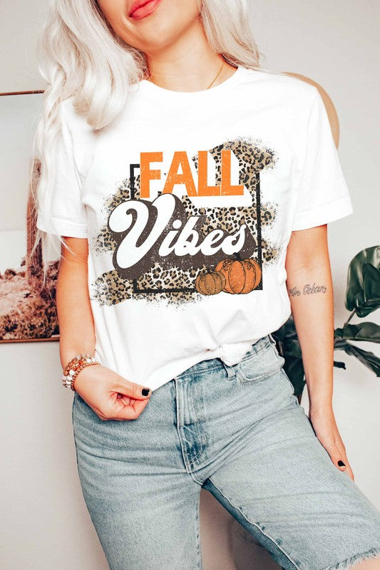 Fall Pumpkin Leopard Graphic Tee - Plus Size