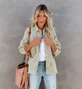 Fallon Denim Oversized Shirt - Olive - Google search result: Shop the trendy Fallon Denim Oversized Shirt in Olive