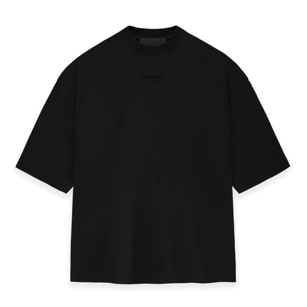 Fear of God Essentials Logo Drop Shoulder Tee Jet Black (Oversized)