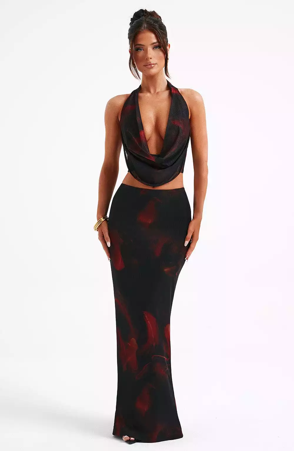 Fire Print Maxi Skirt - Chrishelle - Buy Now