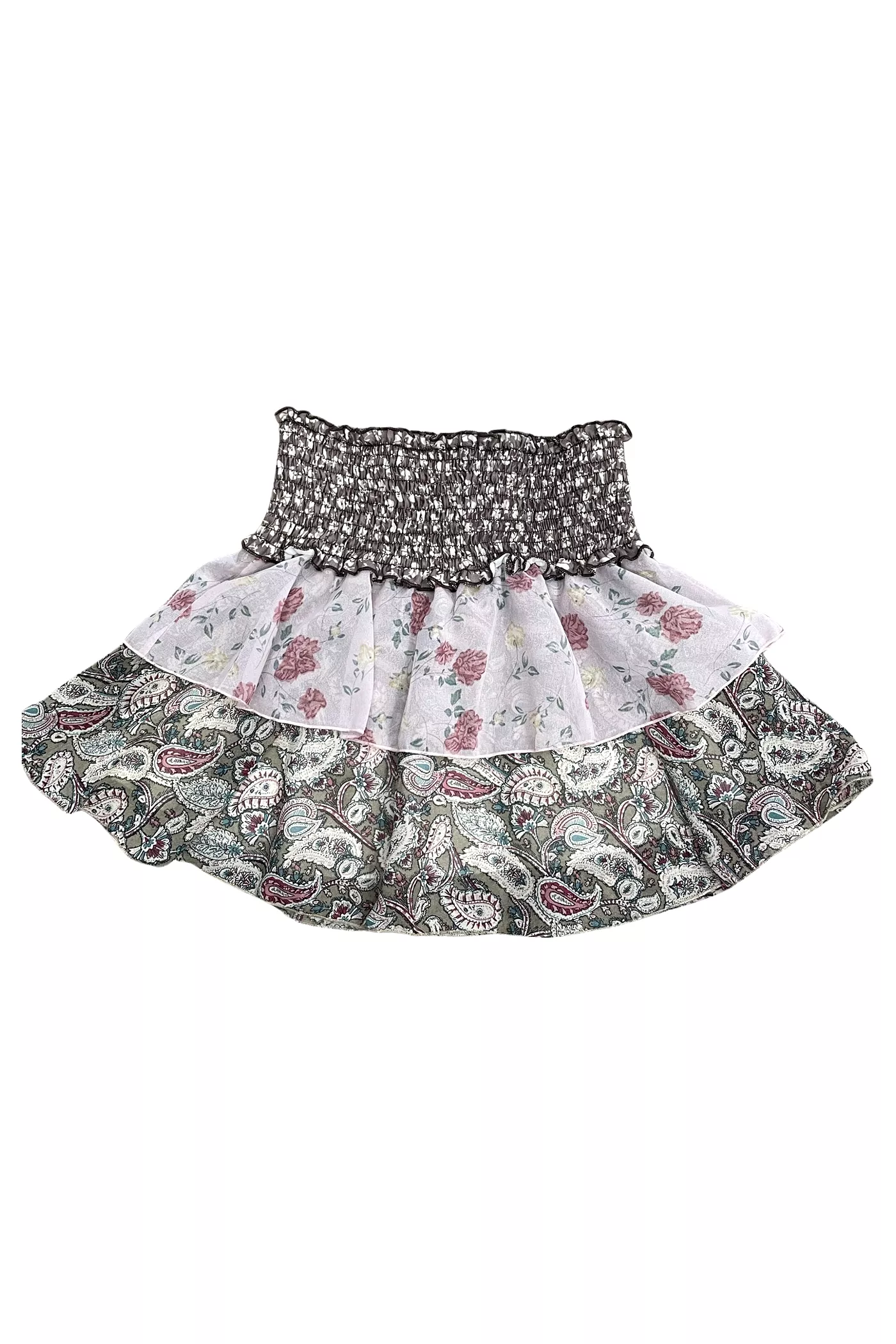 Floral Paisley Ruffle Skirt