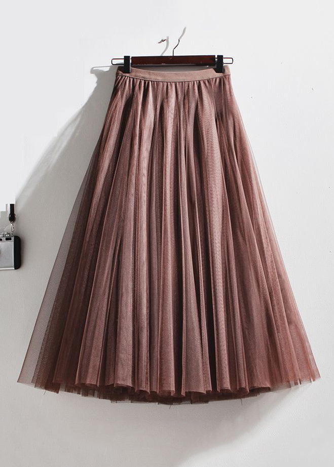 French Coffee Tulle Skirts with Elastic Waist for Summer - AS1071