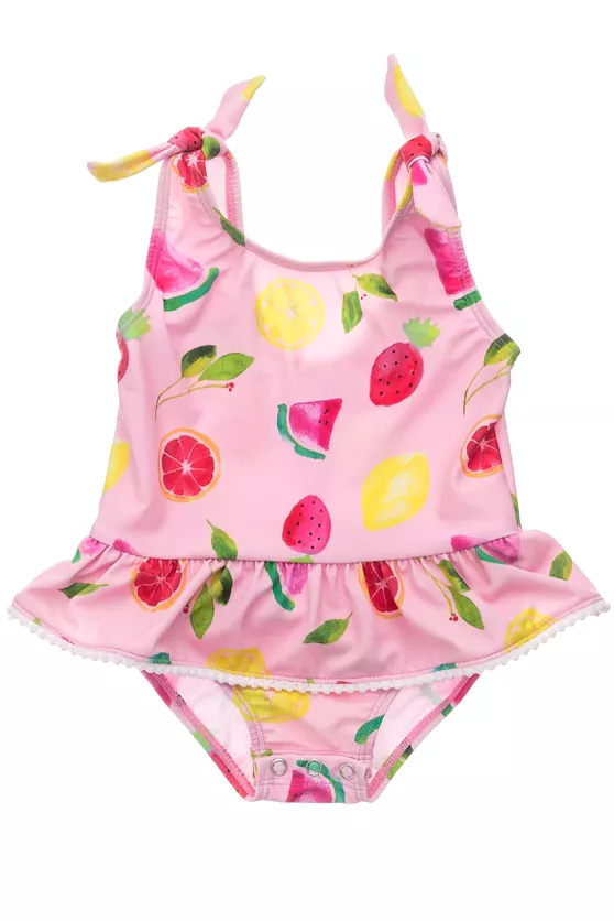 Fruit print bow strap bikini