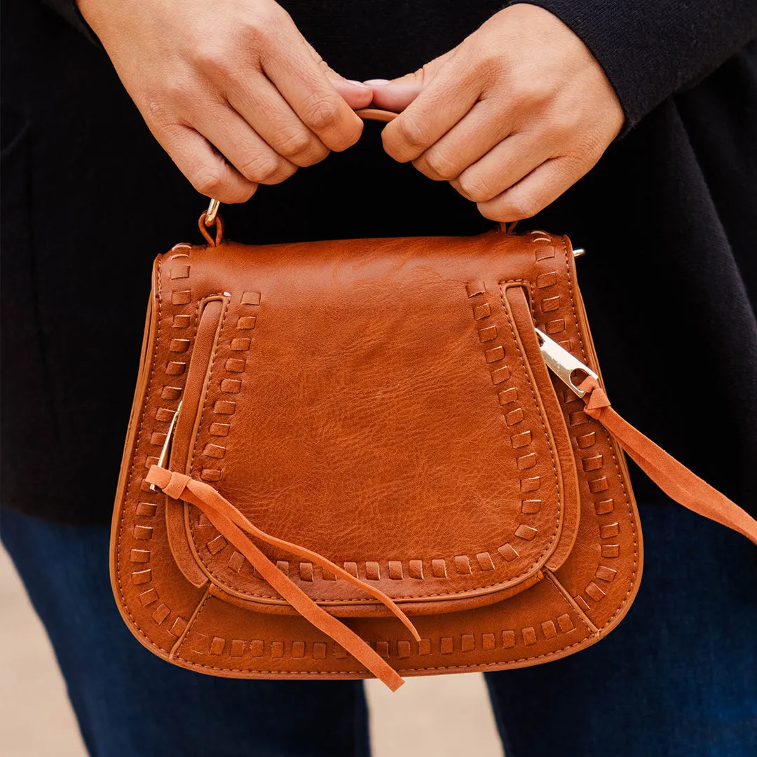 Fun Tan Brown Mini Saddle Handbag