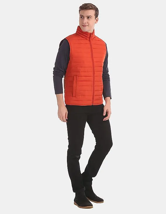 GAP Men's Water-Resistant Orange Puffer Vest Jacket