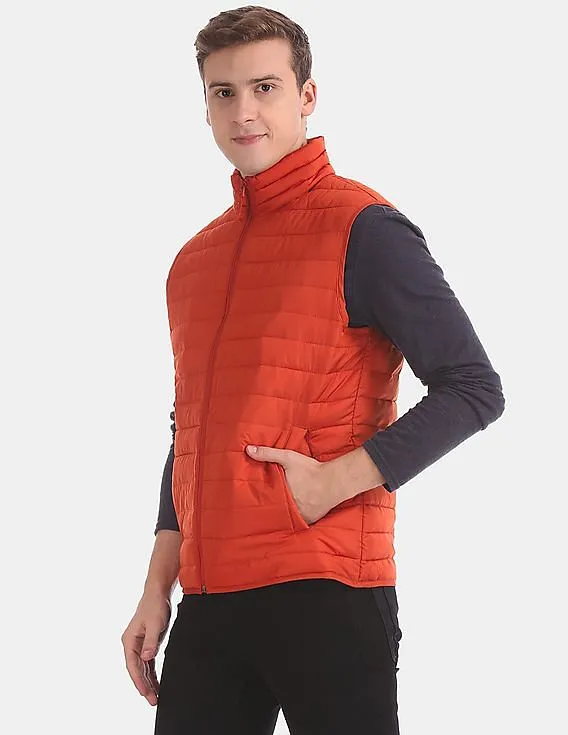 GAP Men's Water-Resistant Orange Puffer Vest Jacket