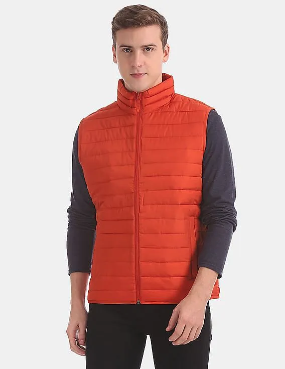 GAP Men's Water-Resistant Orange Puffer Vest Jacket