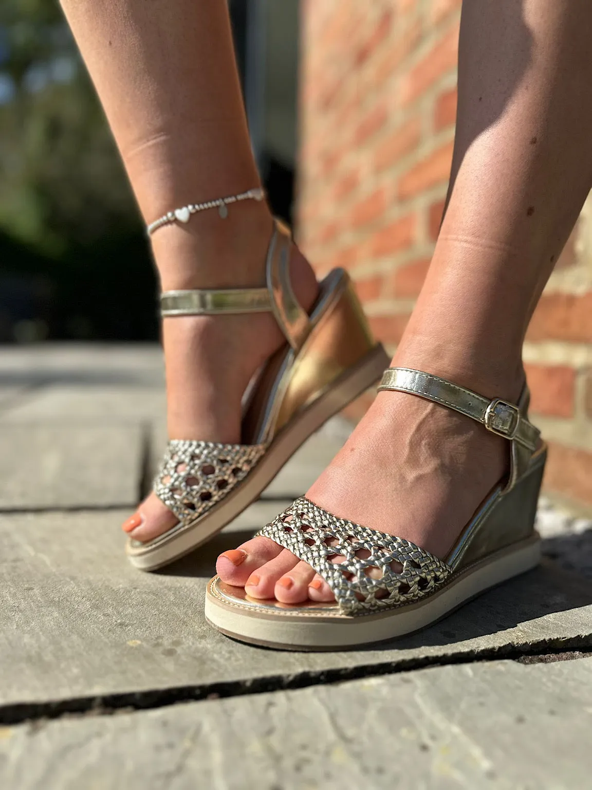 Gold Platform Wedge Sandals