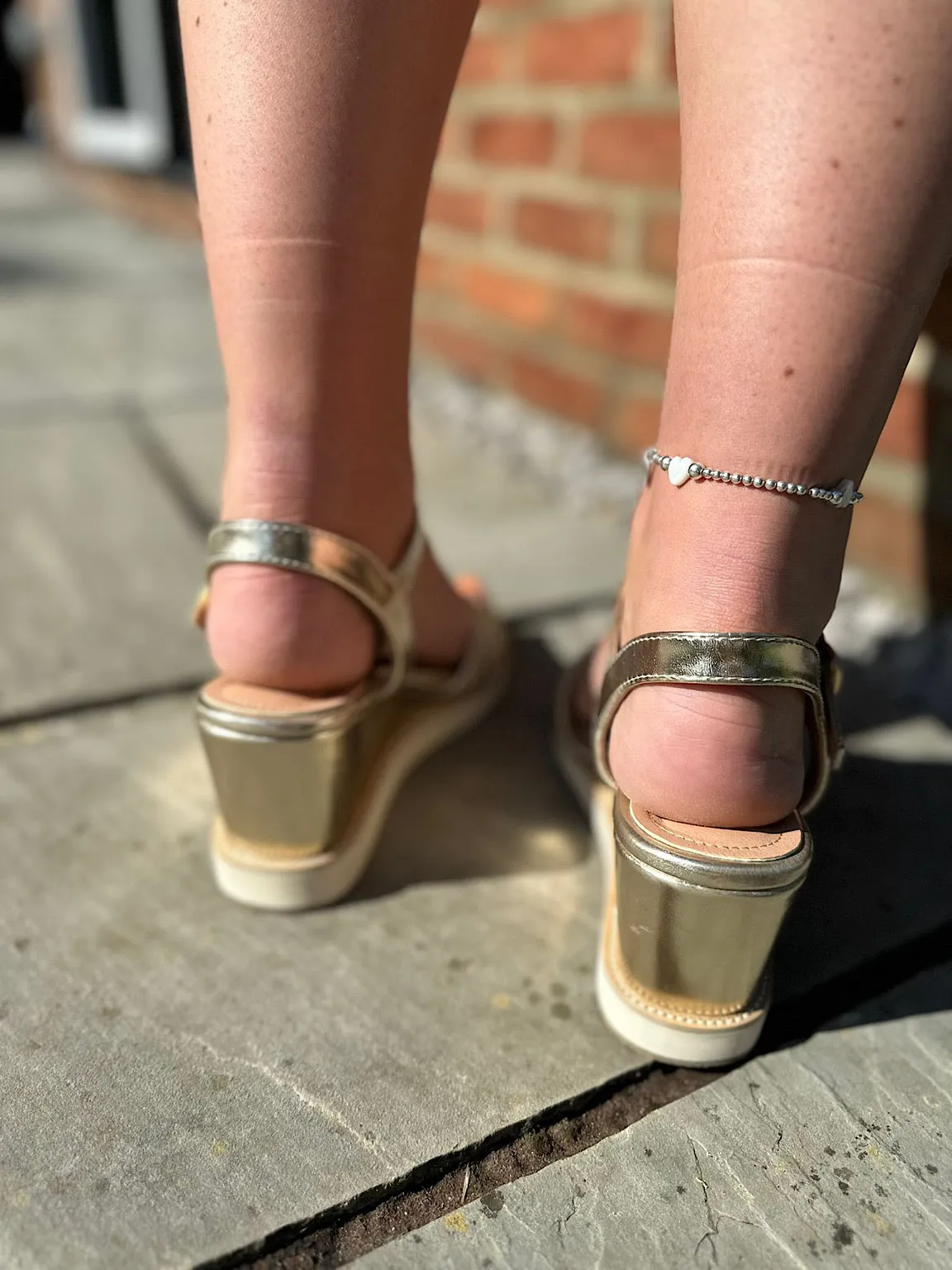 Gold Platform Wedge Sandals