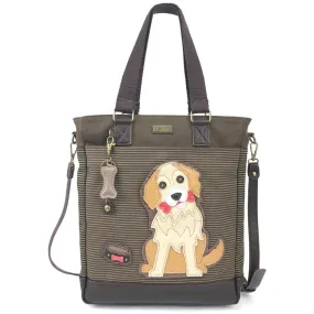 Golden Retriever Work Tote in Brown Stripe