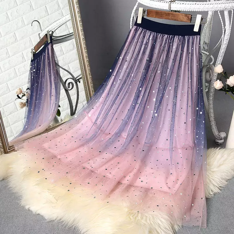 Gradient Net Skirt, AD210107