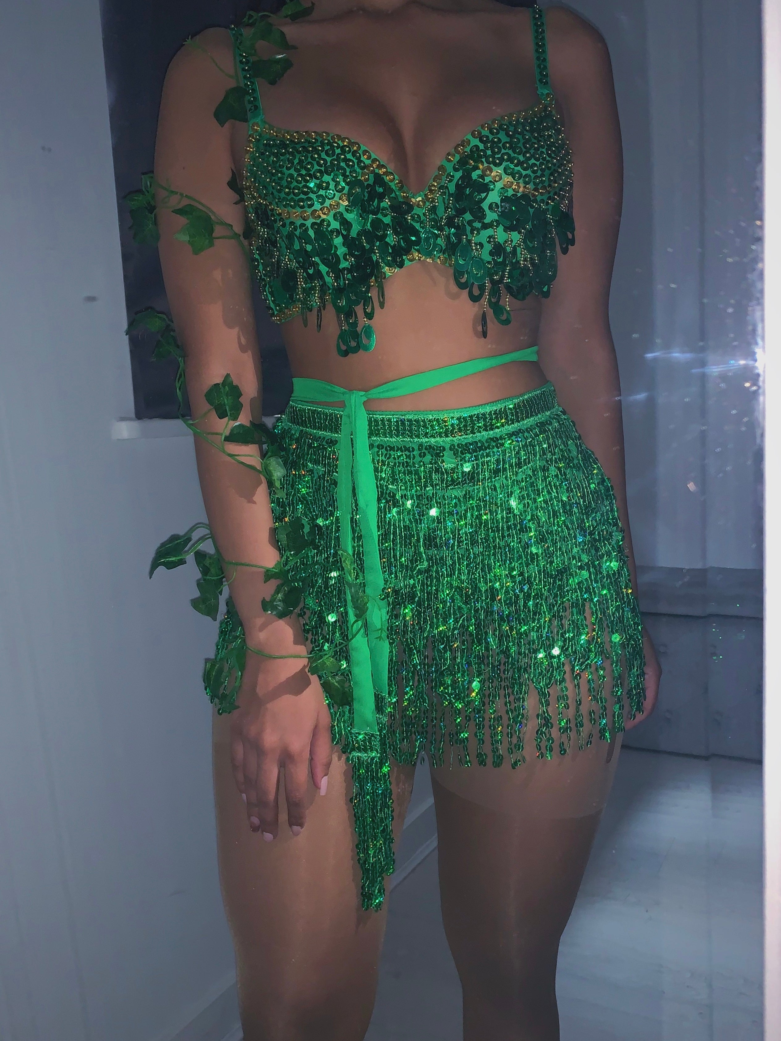 Green Leaf Bralette Set - Poison Ivy Inspired