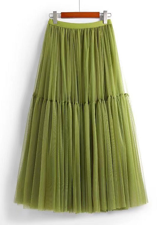 Green Tulle Skirts with Elastic Waist - AS1039