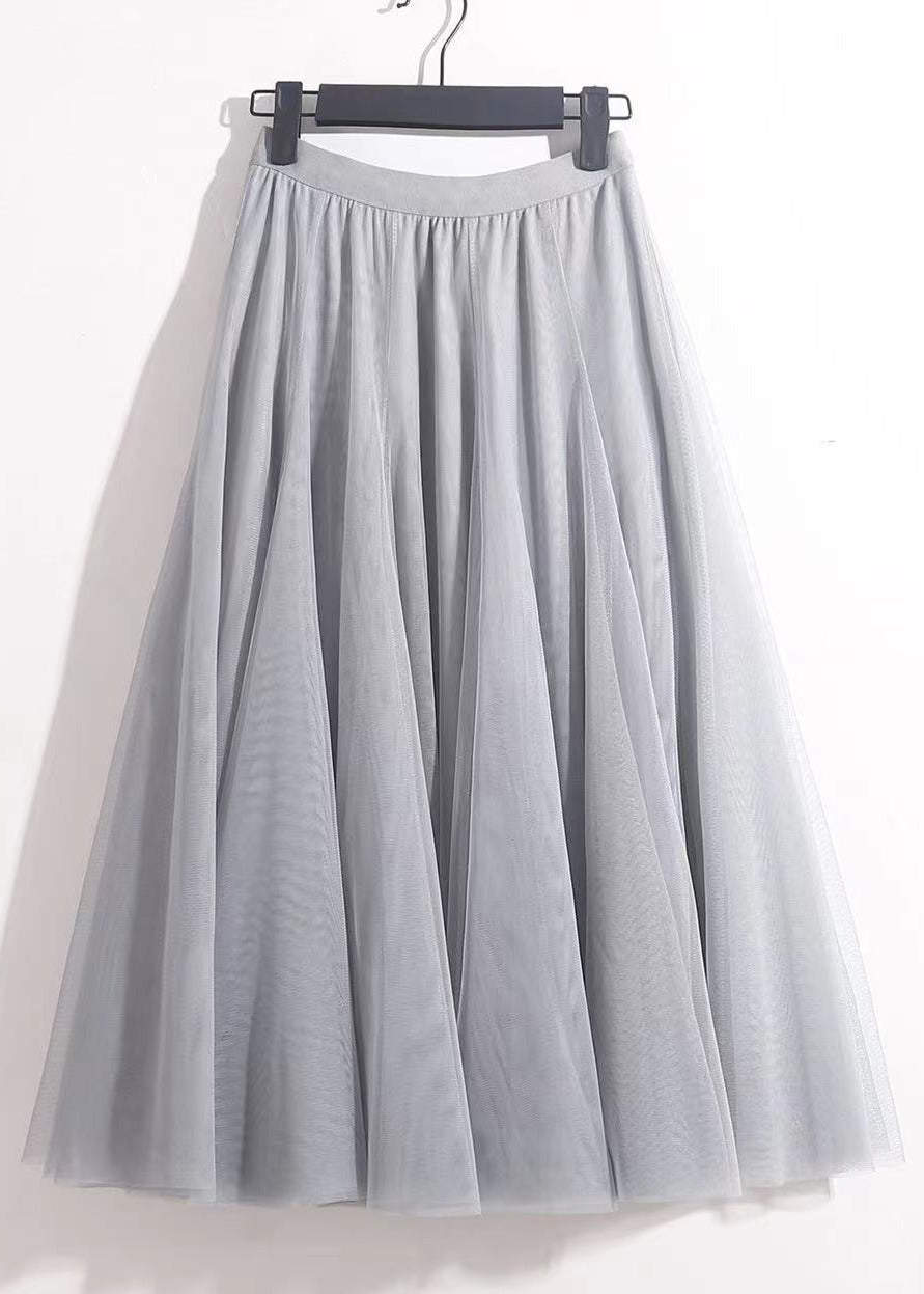 Grey Elastic Waist Tulle Skirts