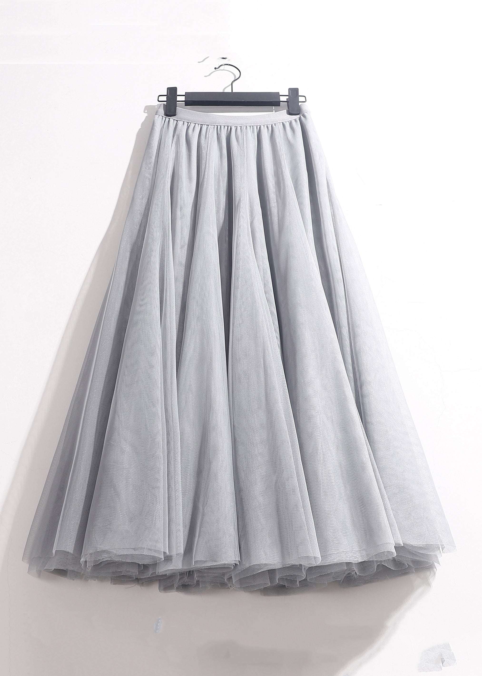 Grey Elastic Waist Tulle Skirts