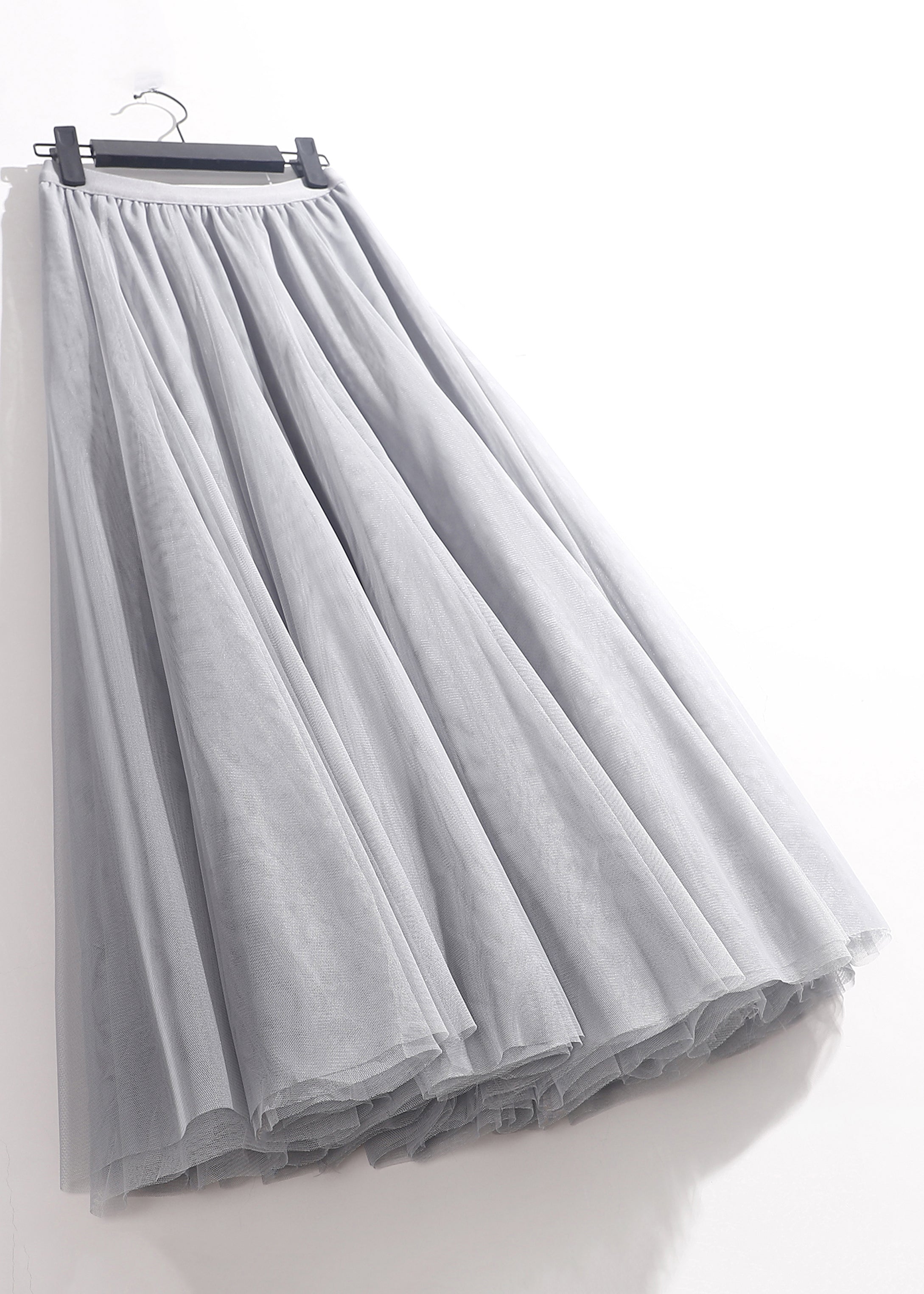 Grey Elastic Waist Tulle Skirts