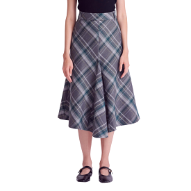 Grey/Green Plaid A Line Skirt