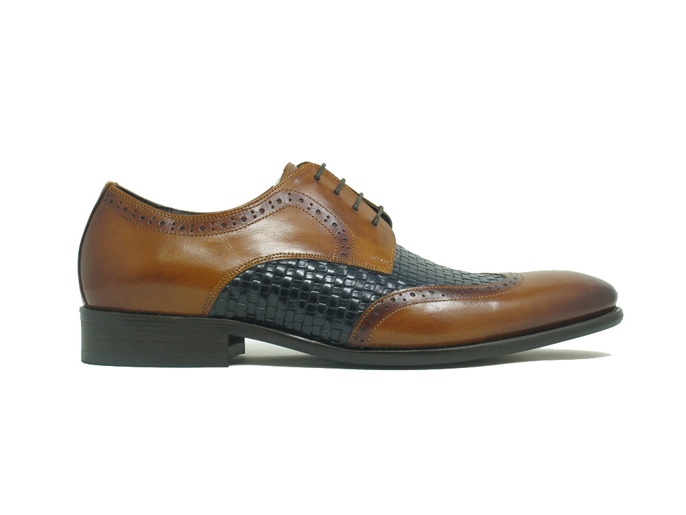 Hand-braided leather woven dress shoe for men