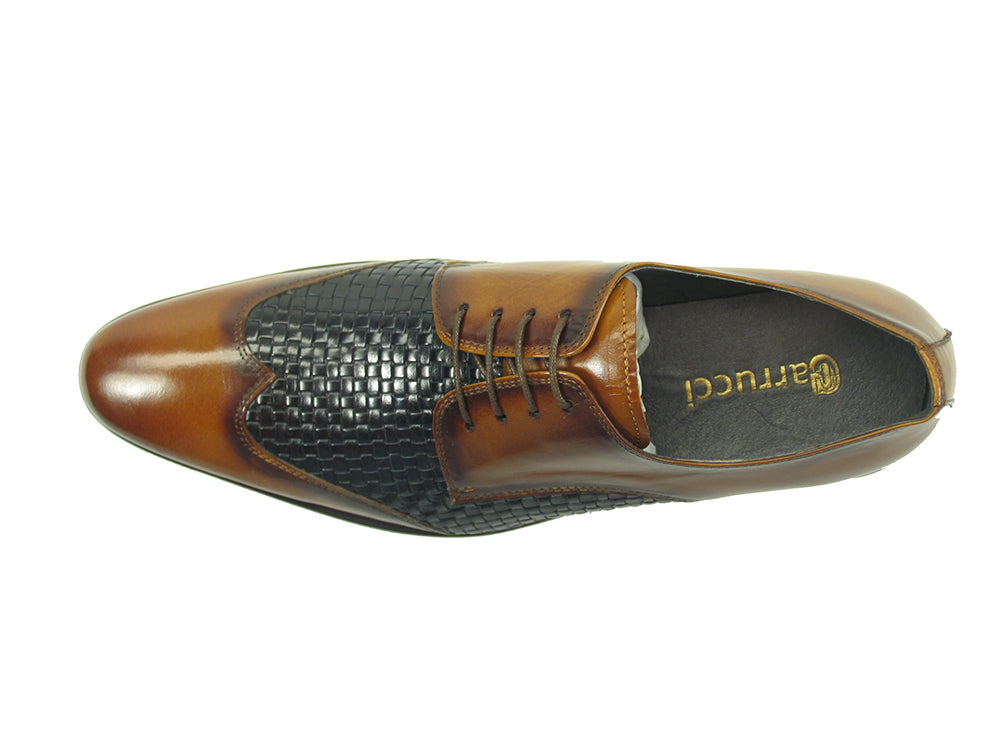 Hand-braided leather woven dress shoe for men