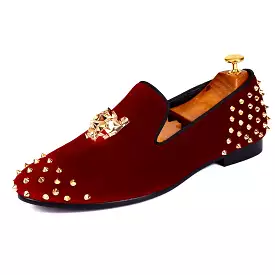 Harpelunde Dress Shoes Velvet Loafer Rivets Buckle Flats