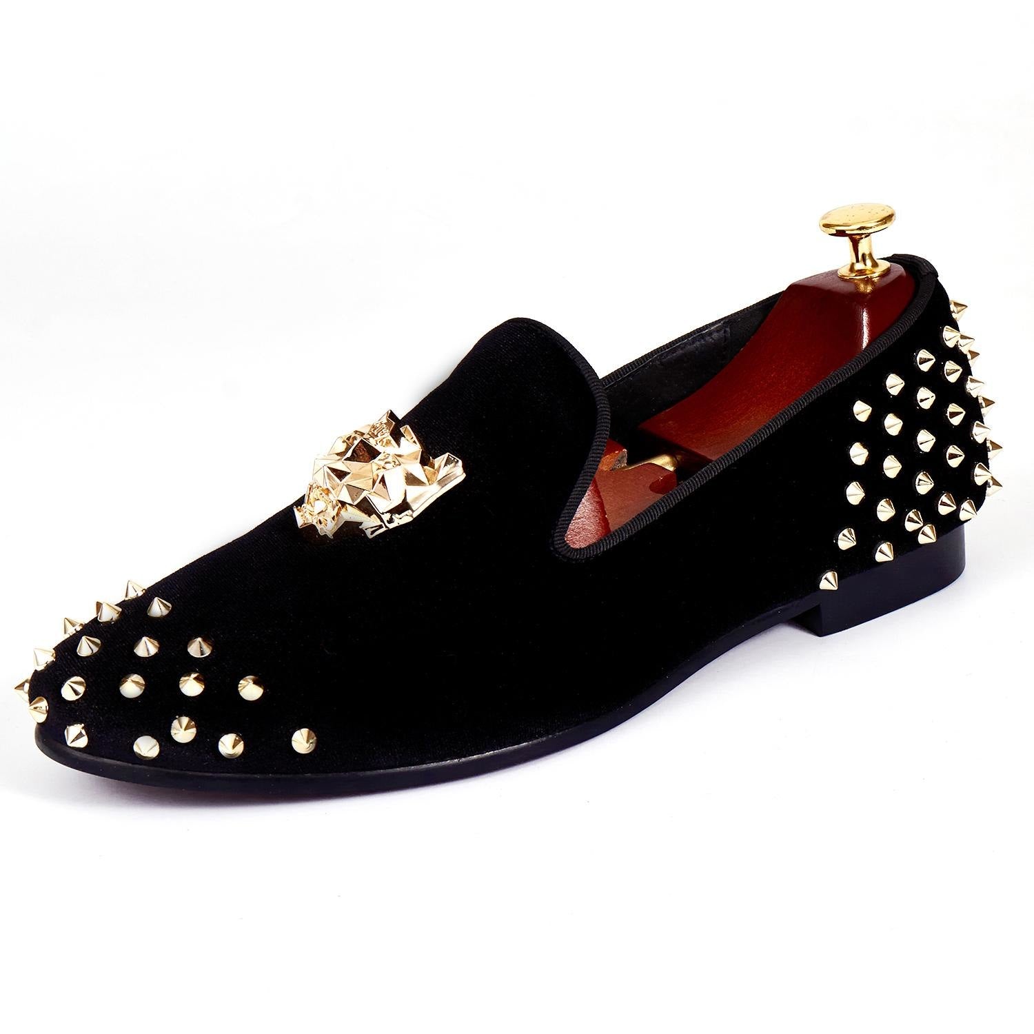 Harpelunde Dress Shoes Velvet Loafer Rivets Buckle Flats