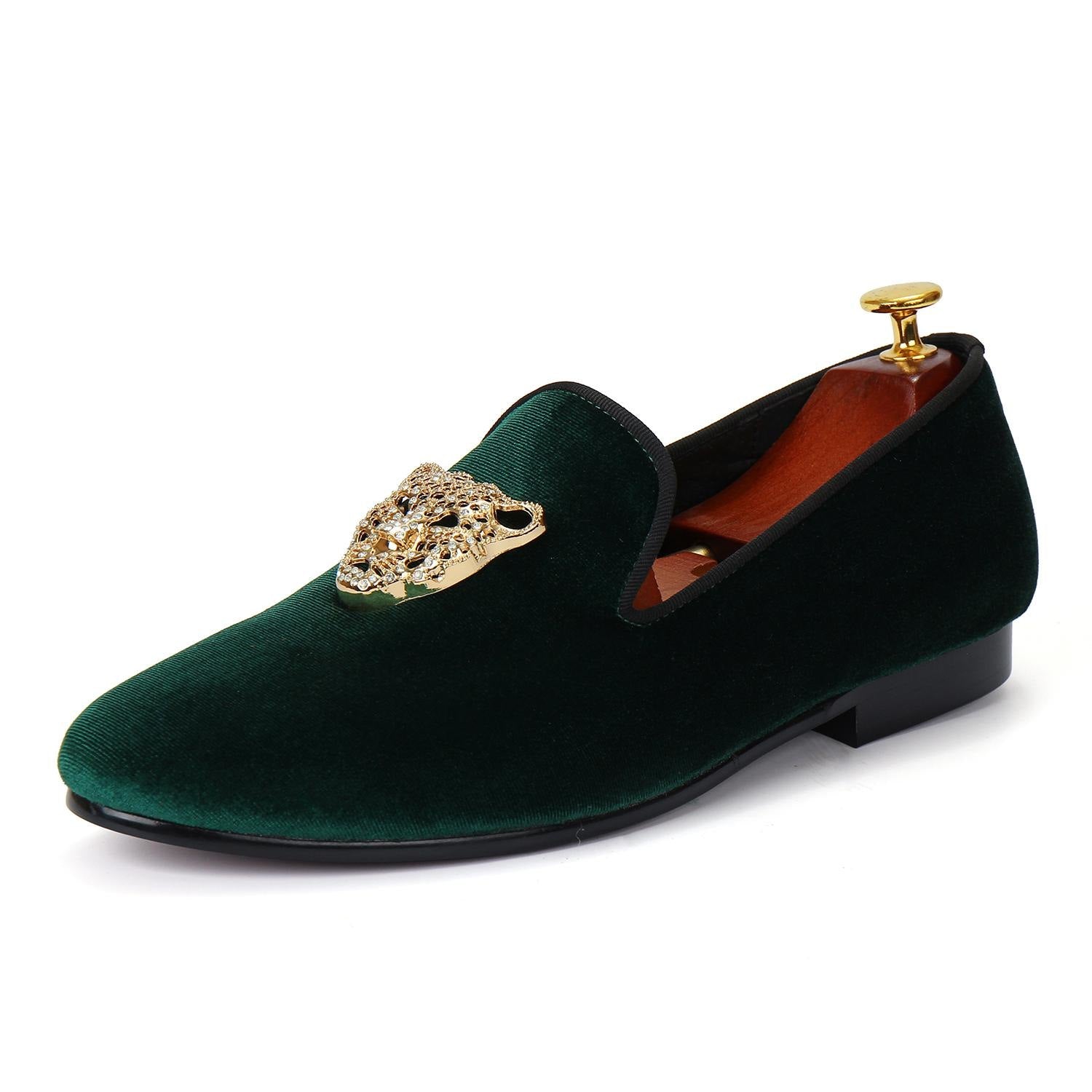 Harpelunde Velvet Animal Buckle Loafers - Black Dress Shoes