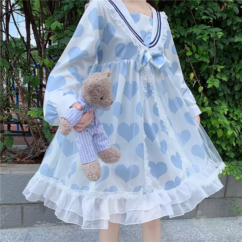 Japanese Lolita Navy Dress AD12711 - Women's Kawaii Sailor Style Outfit