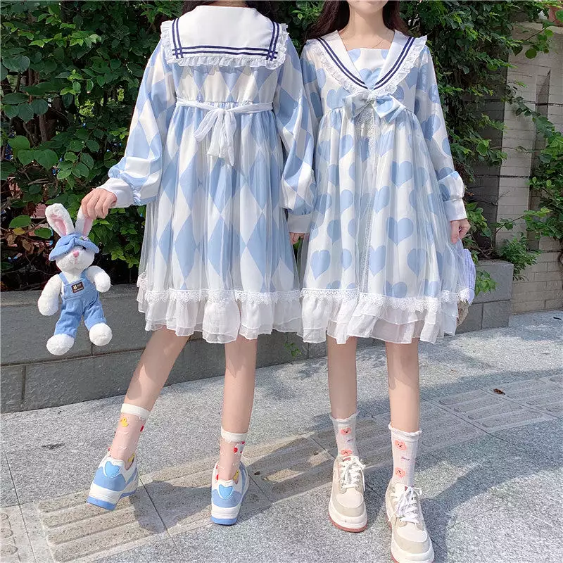 Japanese Lolita Navy Dress AD12711 - Women's Kawaii Sailor Style Outfit