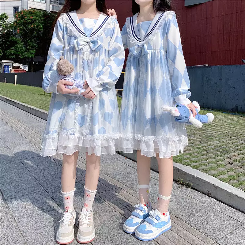 Japanese Lolita Navy Dress AD12711 - Women's Kawaii Sailor Style Outfit