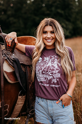 Keep Walking Cowboy Heather Maroon T-Shirt