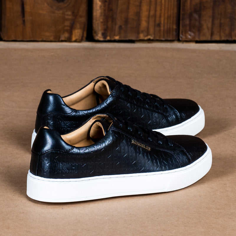 Kingsley Heath Black Brass White Embossed Sneaker.