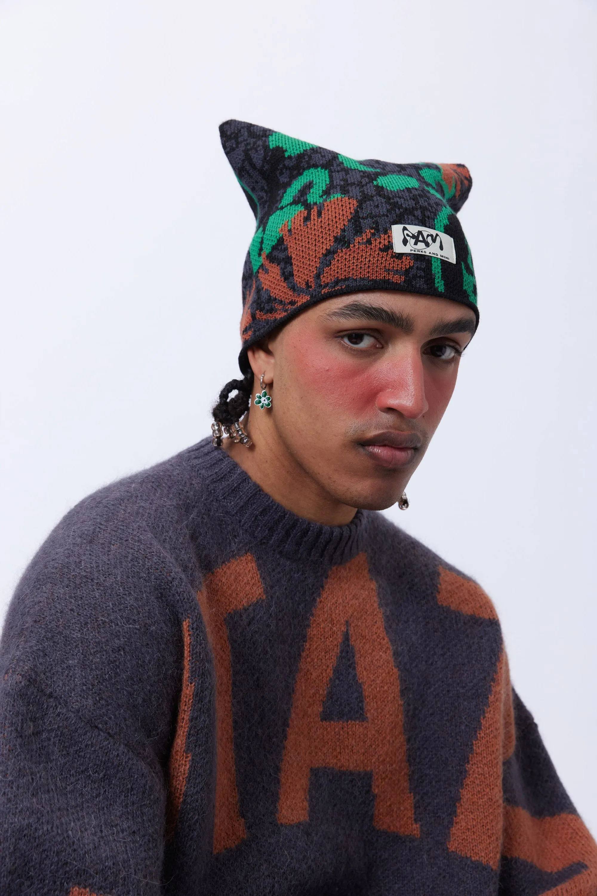 Knitted Beanie in Coppice Design