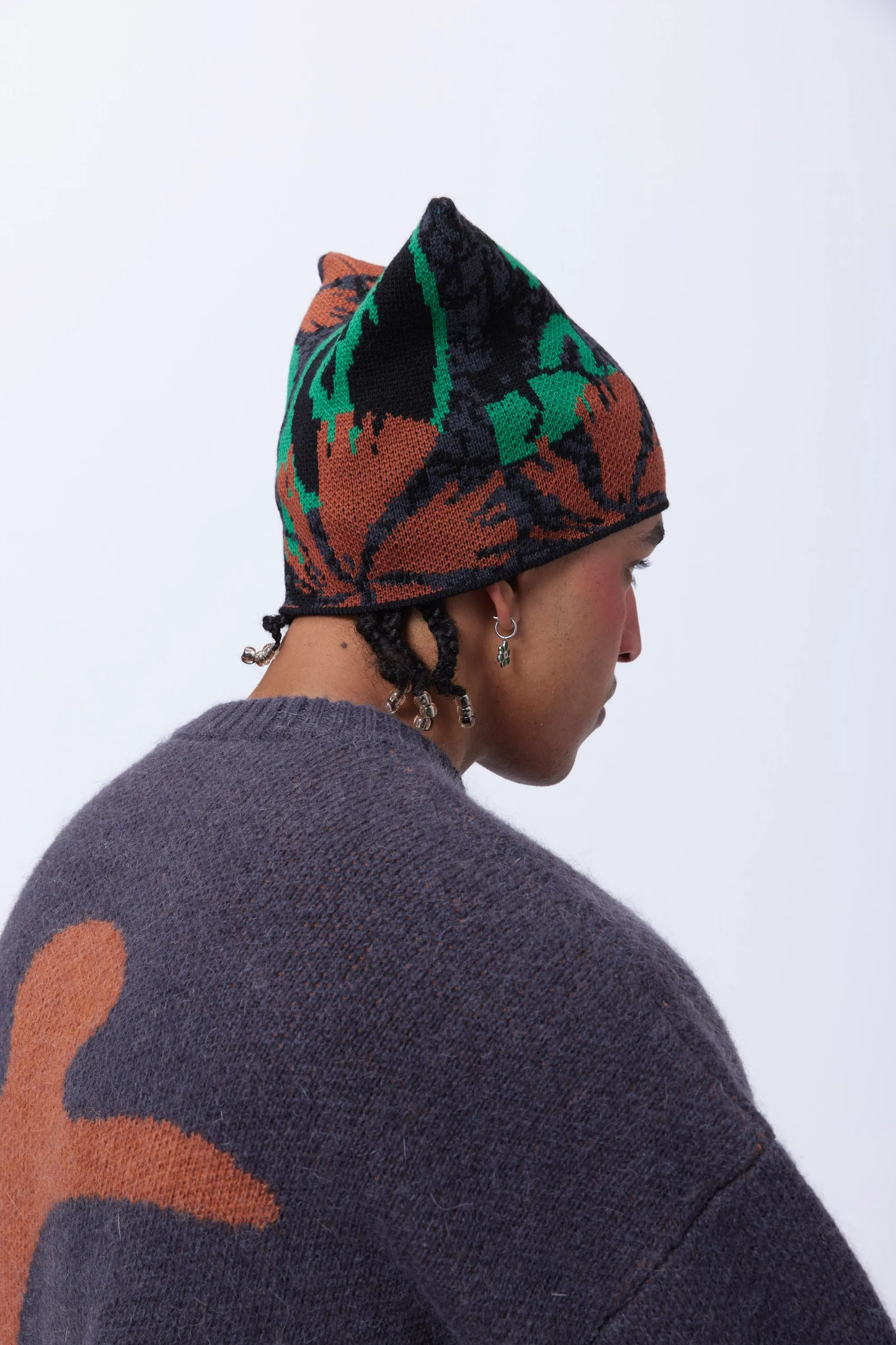 Knitted Beanie in Coppice Design