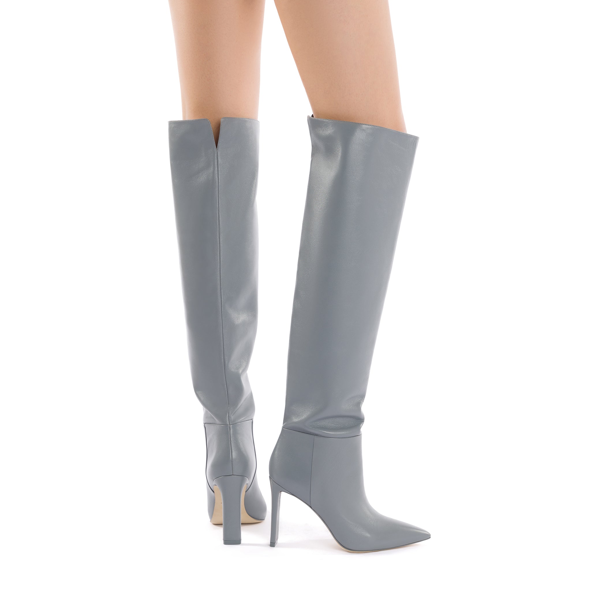 Larroudé Jennifer Fisher Boot Cement Grey Leather