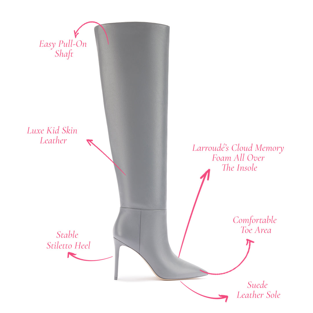 Larroudé Jennifer Fisher Boot Cement Grey Leather