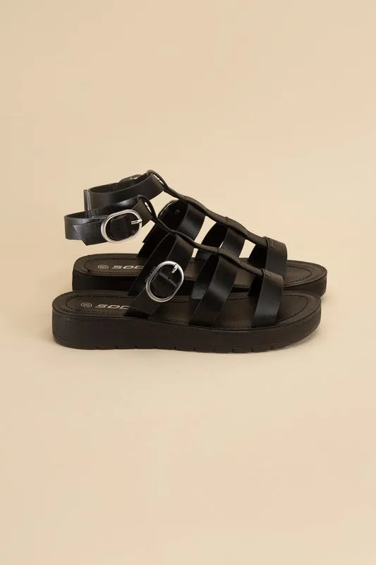 Ledell-S Gladiator Platform Strapped Sandals