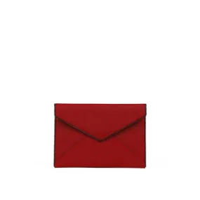 Leo Clutch - Saffiano Leather - Blood Orange/Gun Metal