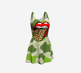 Leopard Print Green Apple Dress