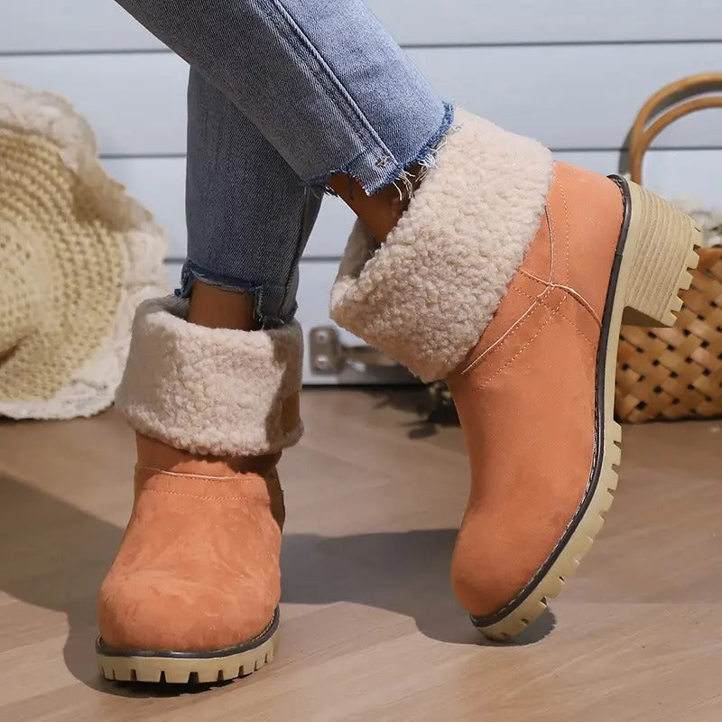 Libiyi winter boots for seniors with chunky heels