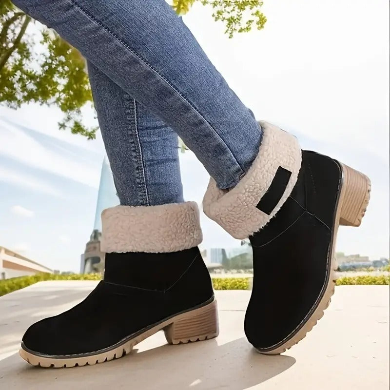 Libiyi winter boots for seniors with chunky heels