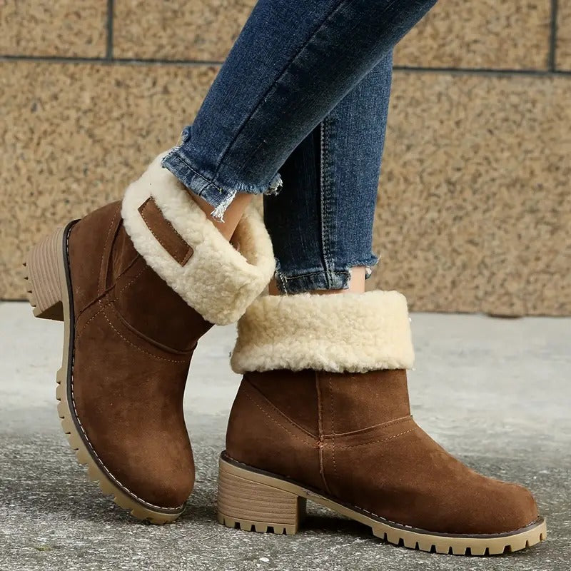 Libiyi winter boots for seniors with chunky heels