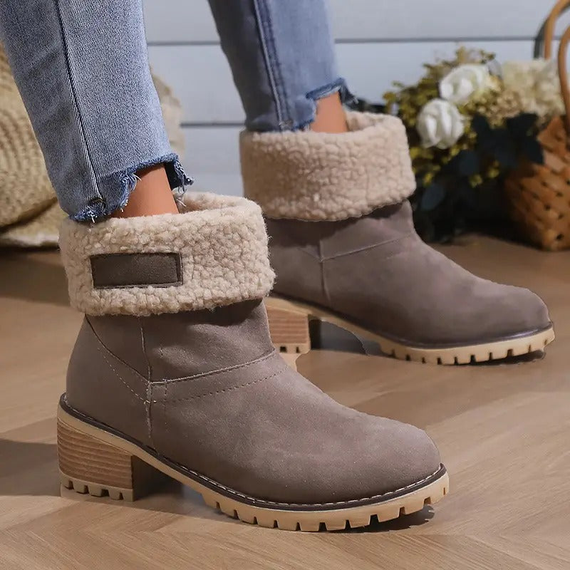 Libiyi winter boots for seniors with chunky heels