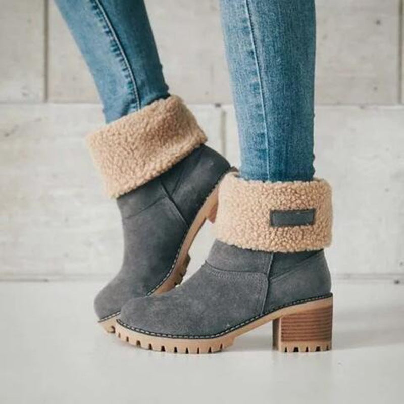 Libiyi winter boots for seniors with chunky heels