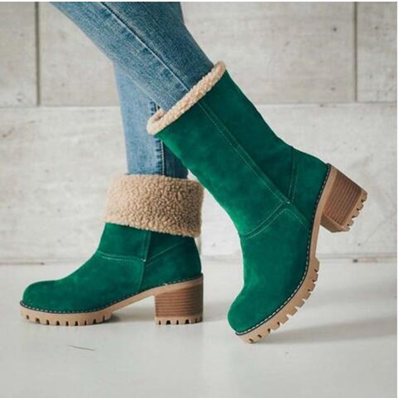 Libiyi winter boots for seniors with chunky heels