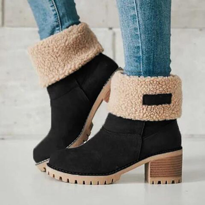 Libiyi winter boots for seniors with chunky heels