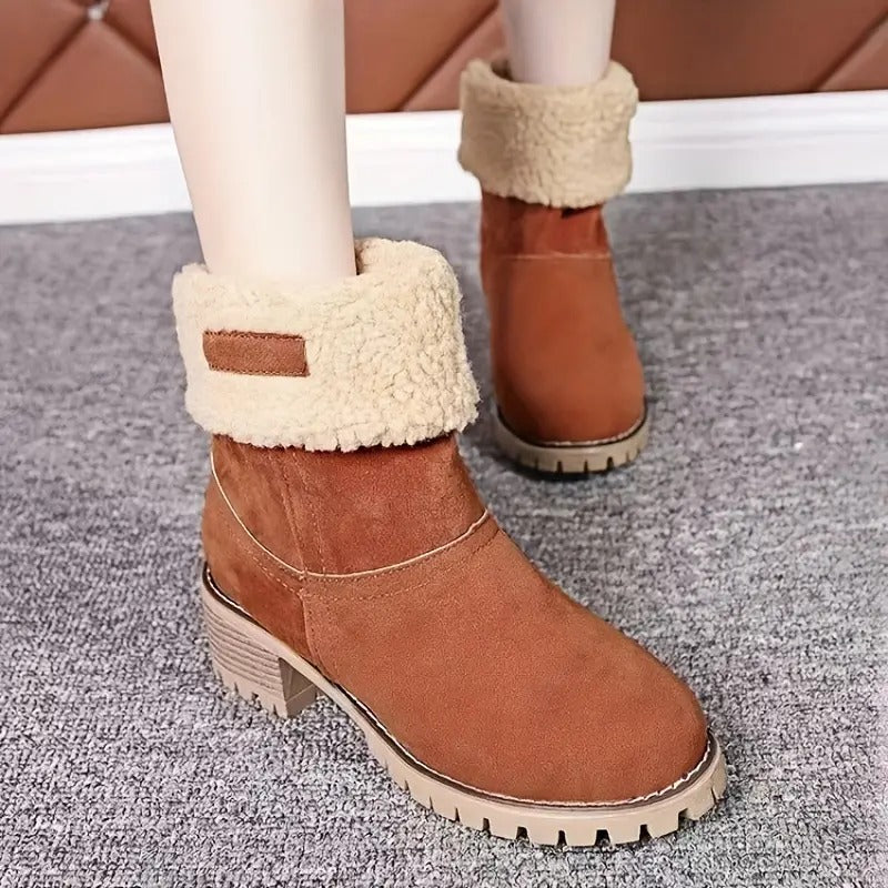 Libiyi winter boots for seniors with chunky heels