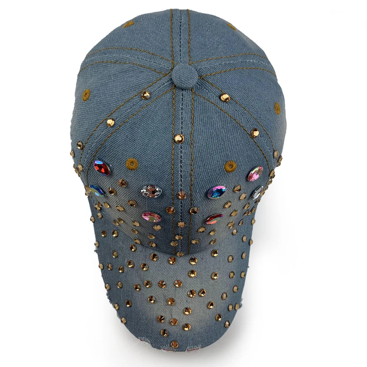 Light Denim Hat with Rhinestone